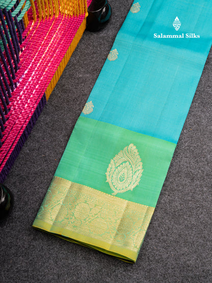 Pure Silk Pattu Pavadai (Navy Blue) With Olive Mustard Yellow Blouse 27"