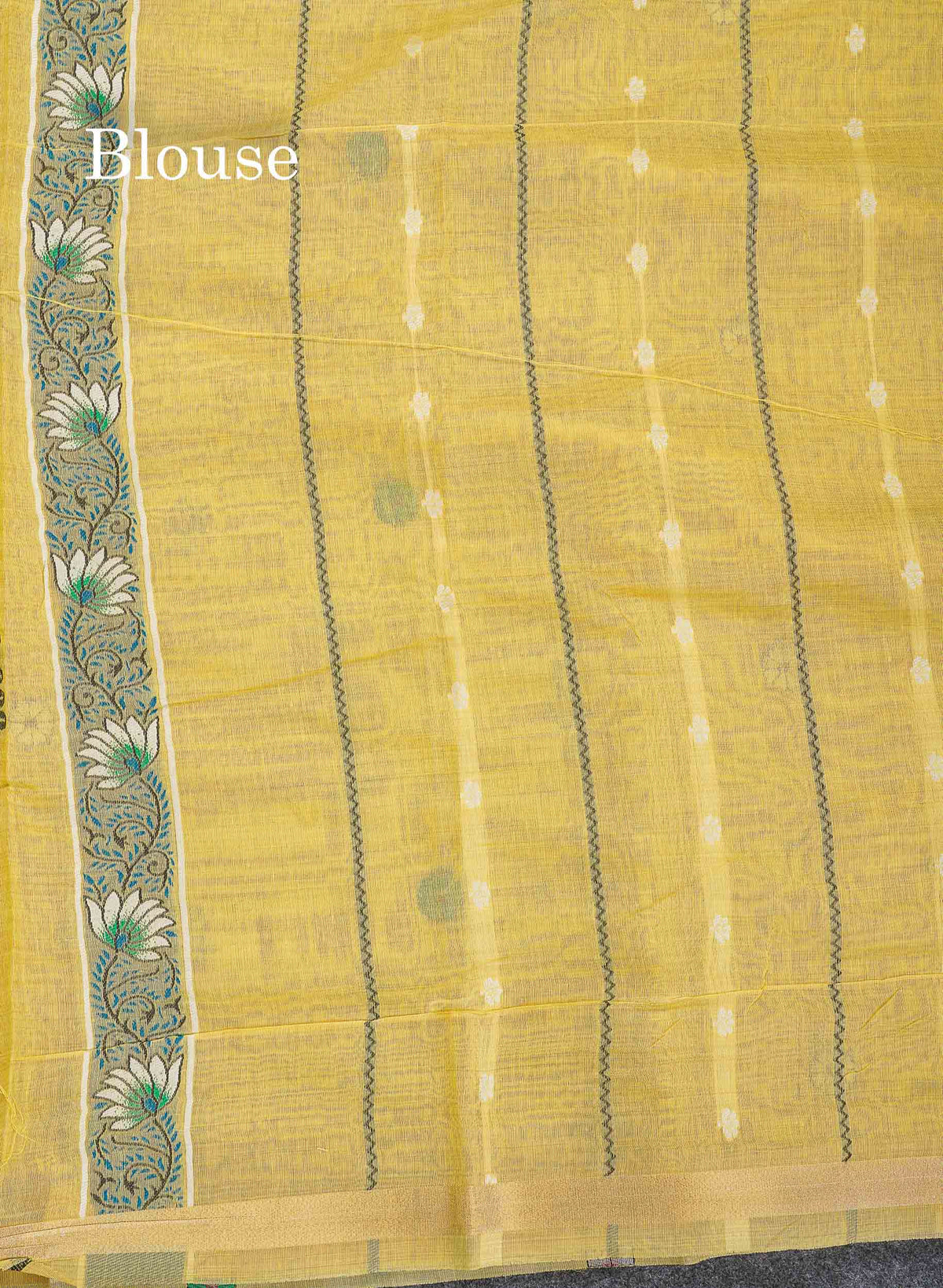 Cotton Mix Saree - Beige Colour Body & Thread Work Buttas With Blouse