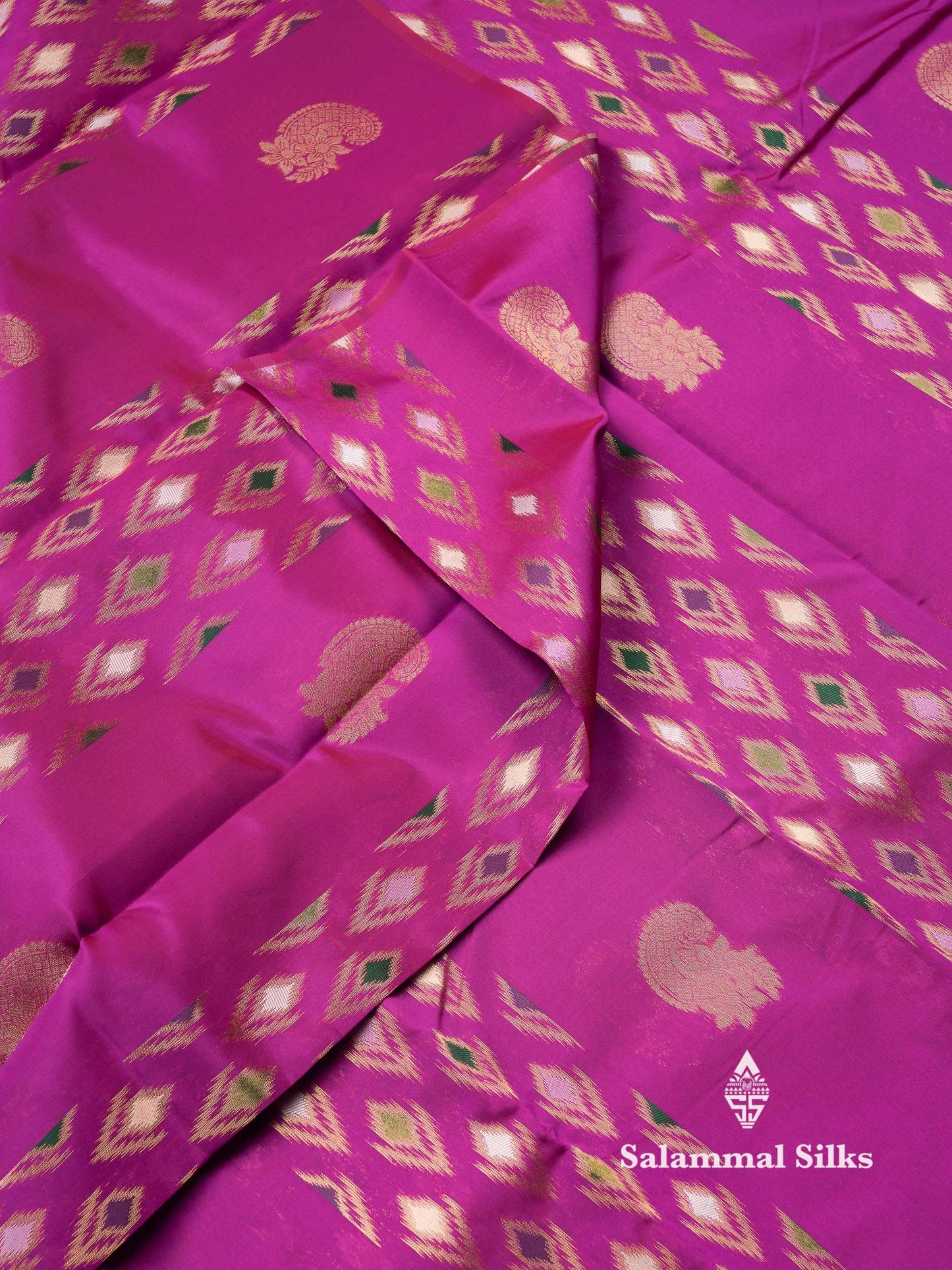 Beautiful Royal Blue Ikkat Semi Silk Fancy Saree With Vadamalli Blouse