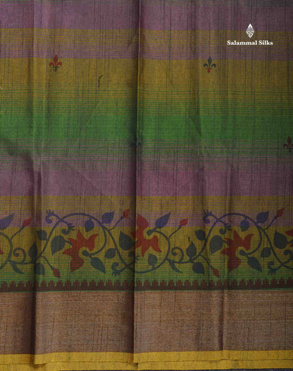 Cotton Mix Saree - Pinkish Orange Colour Body With Fancy Border