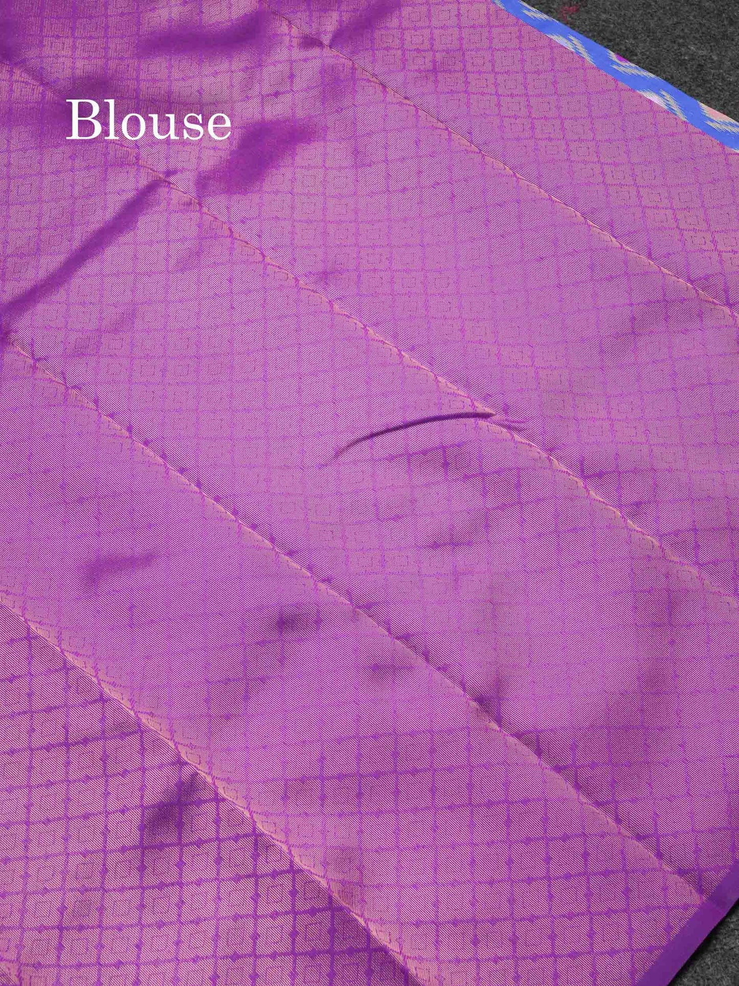 Beautiful Lavender Ikkat And Buttas Semi Silk Fancy Saree With Violet Blouse