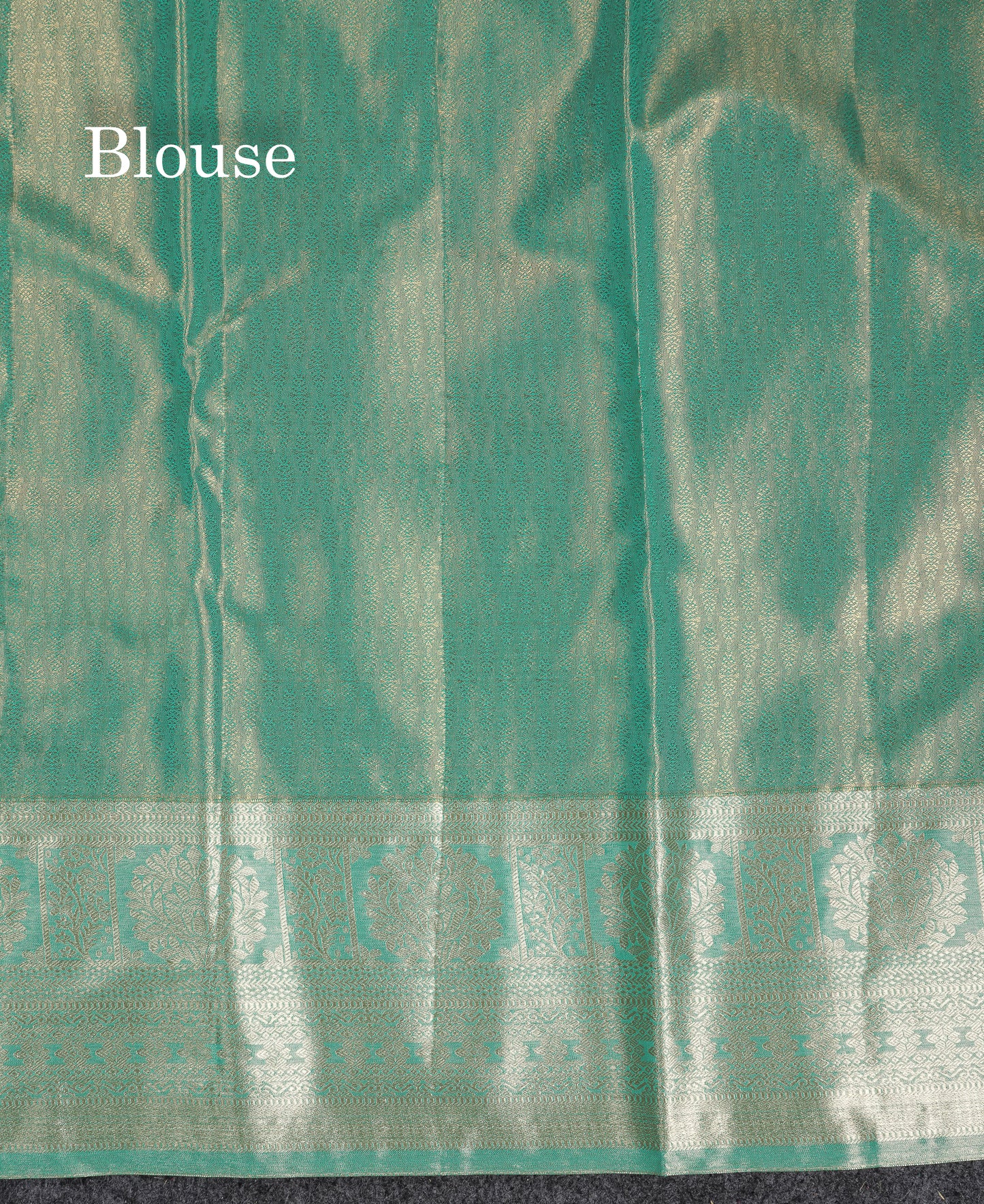 Beautiful Sapphire Green Tissue Semi Silk Saree With Traditional Evening Morning Border