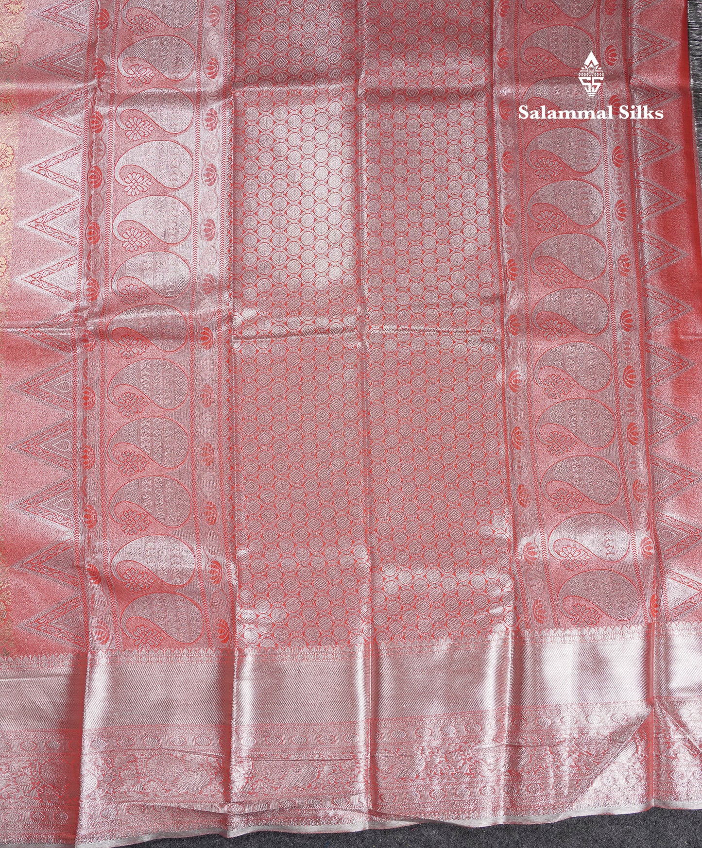 Beautiful Peach Tissue Semi Silk Saree With Traditional Evening Morning Border