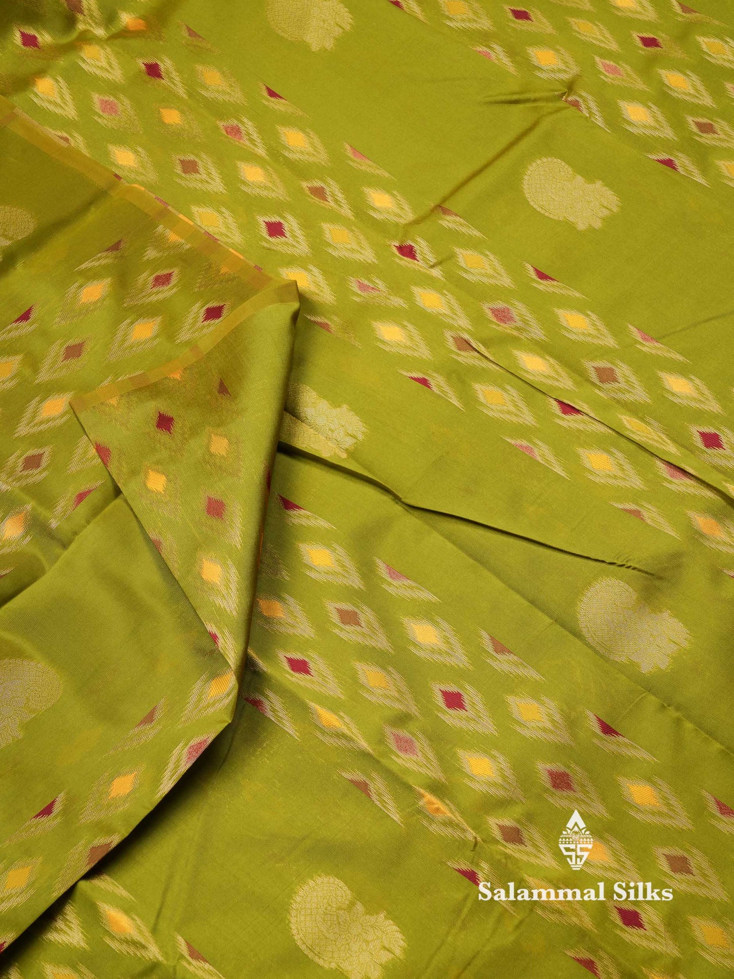 Beautiful Royal Blue Ikkat Semi Silk Fancy Saree With Vadamalli Blouse