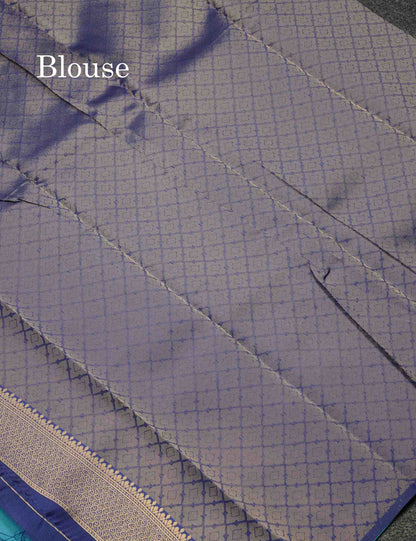 Beautiful Royal Blue Ikkat Semi Silk Fancy Saree With Vadamalli Blouse