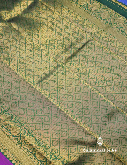 Beautiful Lavender Ikkat And Buttas Semi Silk Fancy Saree With Violet Blouse