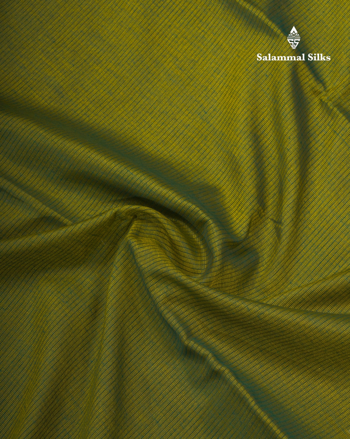 Olive Green Beautiful Horizontal Lines Cotton Mix Fancy Saree With Silver Zari Temple Border
