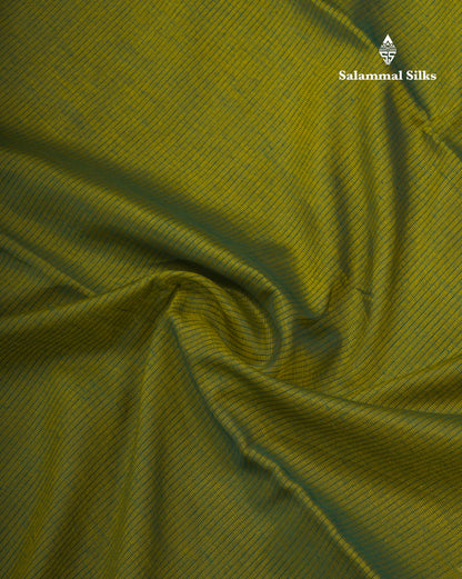 Olive Green Beautiful Horizontal Lines Cotton Mix Fancy Saree With Silver Zari Temple Border
