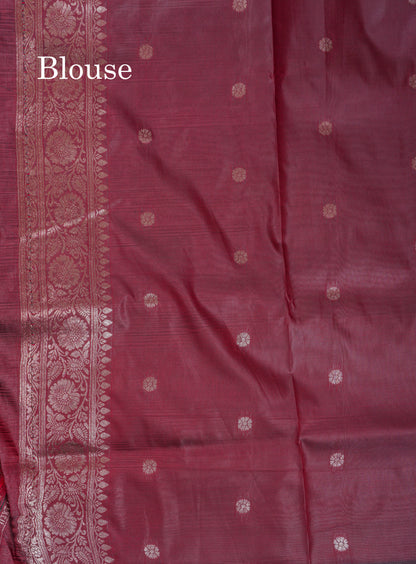 Beautiful Peacock Green Semi Banaras Saree With Fancy Border