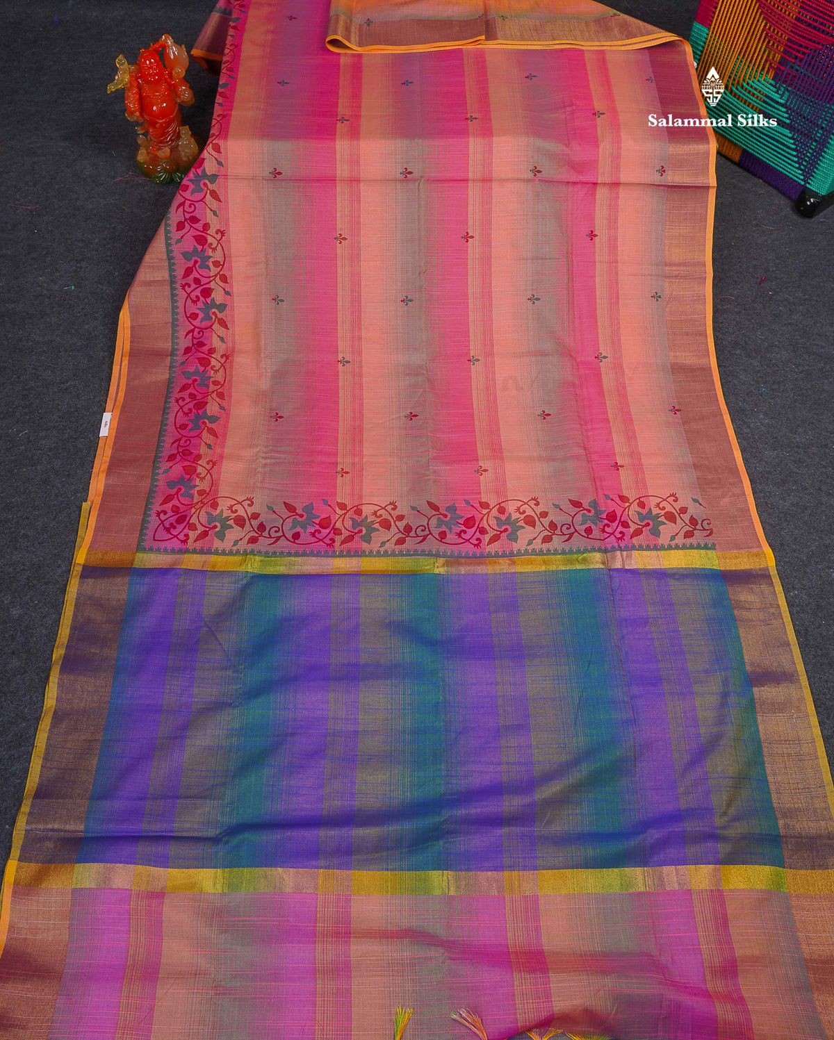 Cotton Mix Saree - Peach Pink Colour Body With Fancy Border