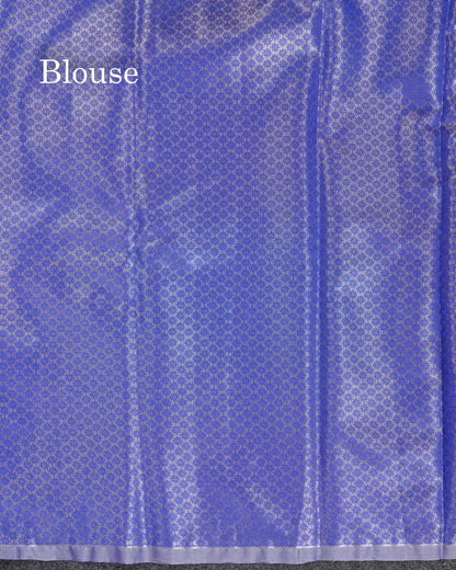 Beautiful Pink Tissue Semi Silk Saree With Contrast Royal Blue Blouse