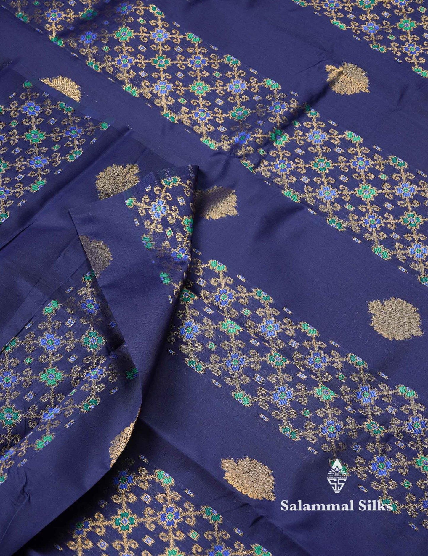 Beautiful Lavender Ikkat And Buttas Semi Silk Fancy Saree With Violet Blouse