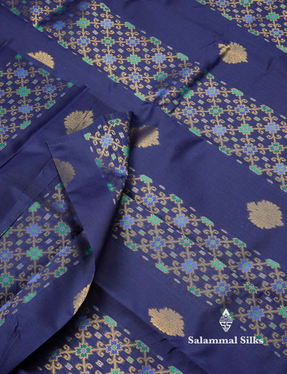 Beautiful Lavender Ikkat And Buttas Semi Silk Fancy Saree With Violet Blouse