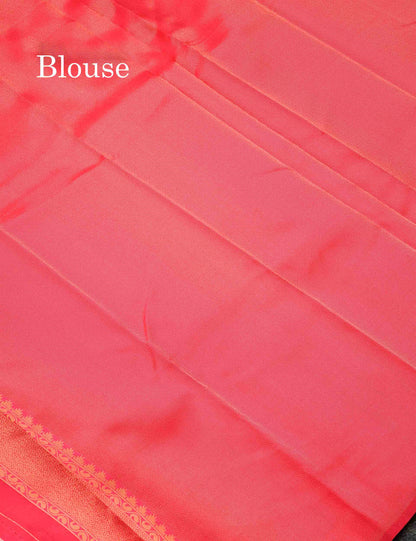 Beautiful Lavender Ikkat And Buttas Semi Silk Fancy Saree With Violet Blouse
