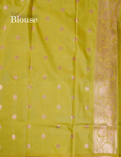 Beautiful Dark Maroon Semi Banaras Saree With Fancy Border