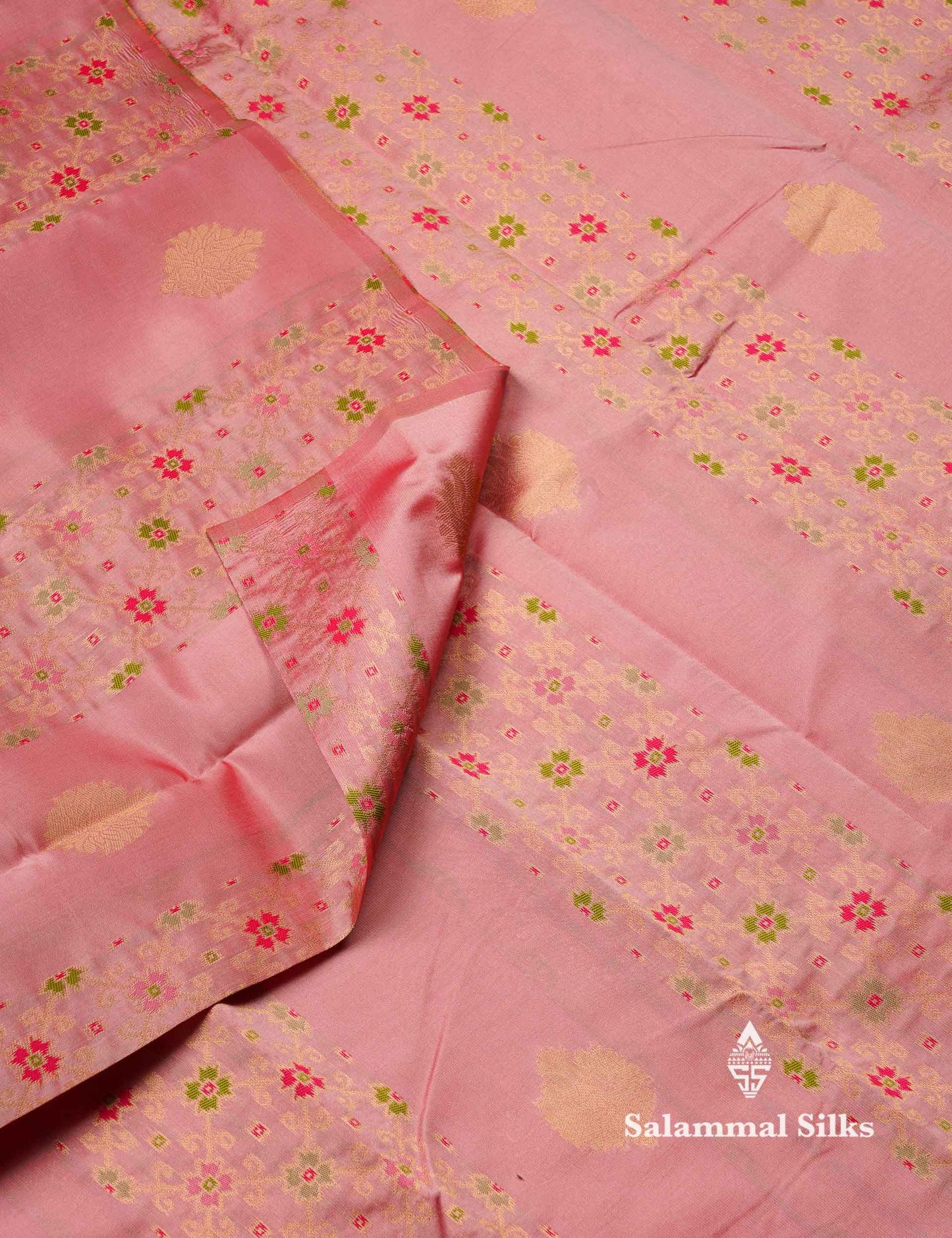 Beautiful Lavender Ikkat And Buttas Semi Silk Fancy Saree With Violet Blouse