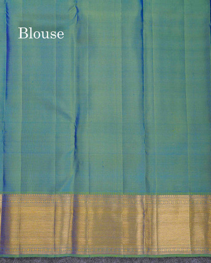 Bridal Pure Kanjivaram Silk Saree - Dual Tone Olive Green Colour Body With Traditional Border