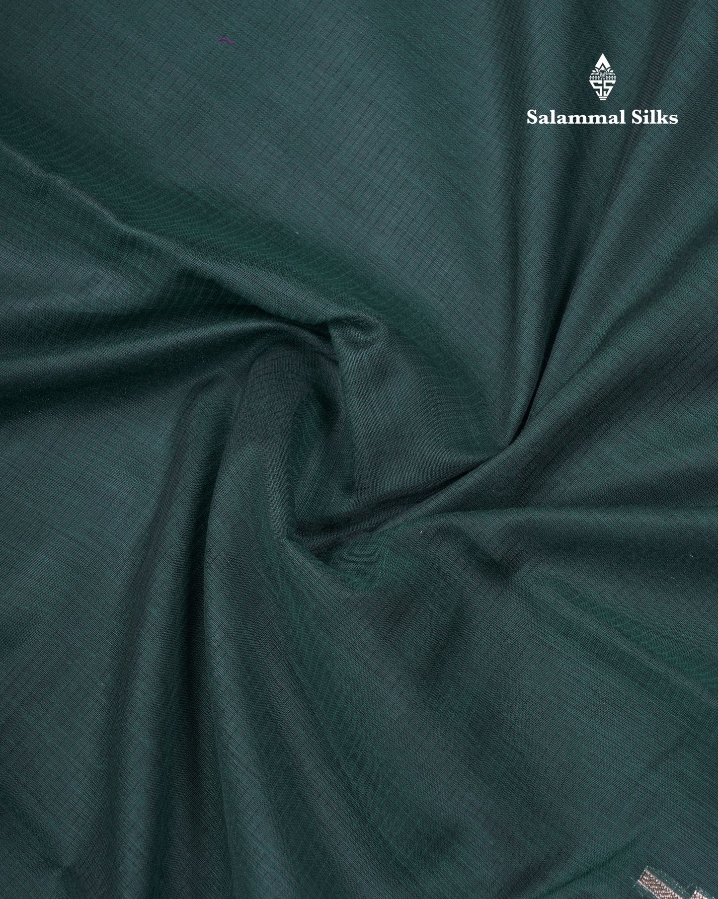 Bottle Green Beautiful Horizontal Lines Cotton Mix Fancy Saree With Silver Zari Temple Border