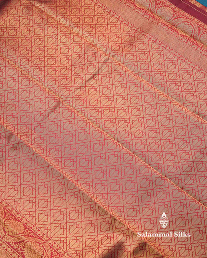 Beautiful Lavender Ikkat And Buttas Semi Silk Fancy Saree With Violet Blouse
