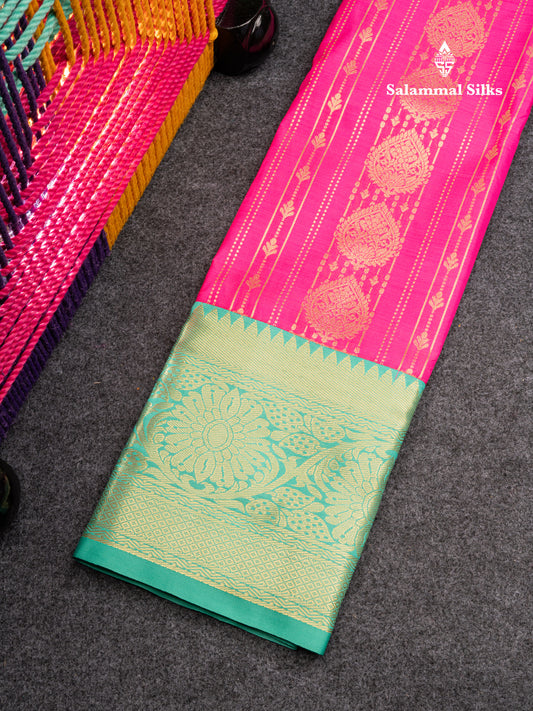 Semi Silk Pattu Pavadai (Magenta Pink) with Rexona Blouse 27"