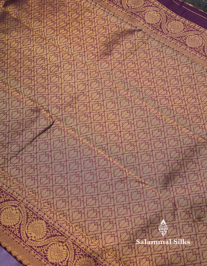 Beautiful Lavender Ikkat And Buttas Semi Silk Fancy Saree With Violet Blouse