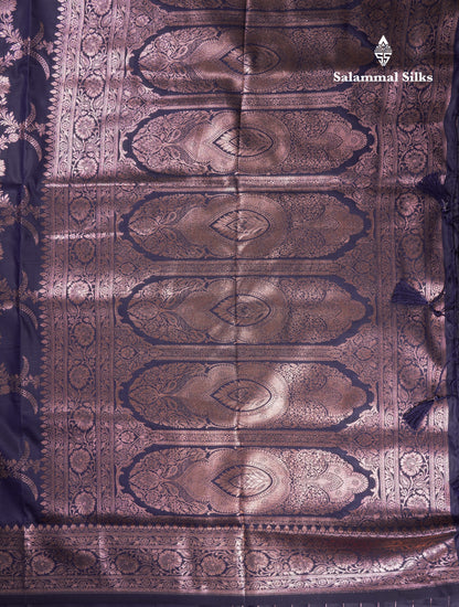 Beautiful Peacock Green Semi Banaras Saree With Fancy Border