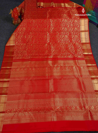 Vanasingaram Bridal Pure Kanjivaram Silk Saree - Redish Maroon Colour Body With Traditional Border 