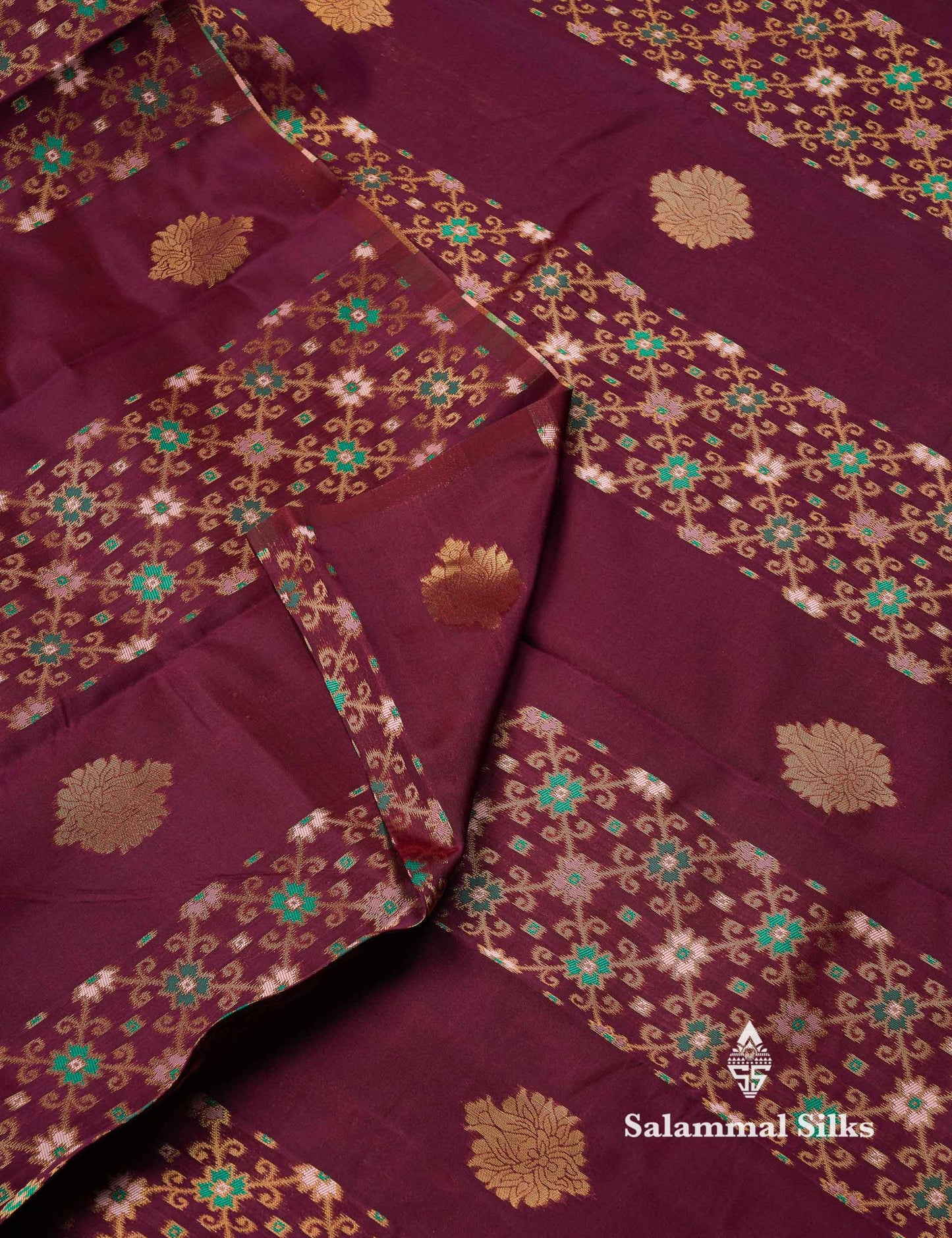 Beautiful Lavender Ikkat And Buttas Semi Silk Fancy Saree With Violet Blouse