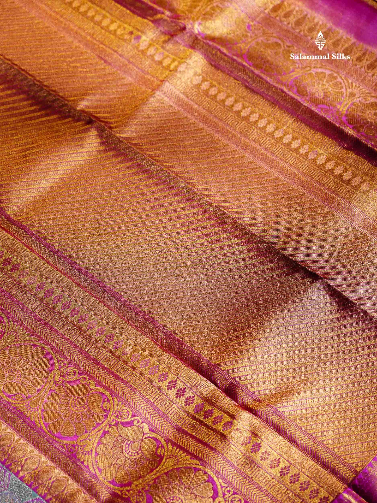 Light Green Colour Pure Kanjivaram Tissue Silk Saree with Pink Border