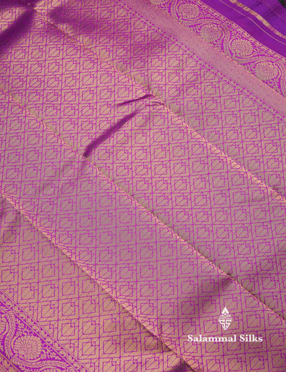 Beautiful Lavender Ikkat And Buttas Semi Silk Fancy Saree With Violet Blouse