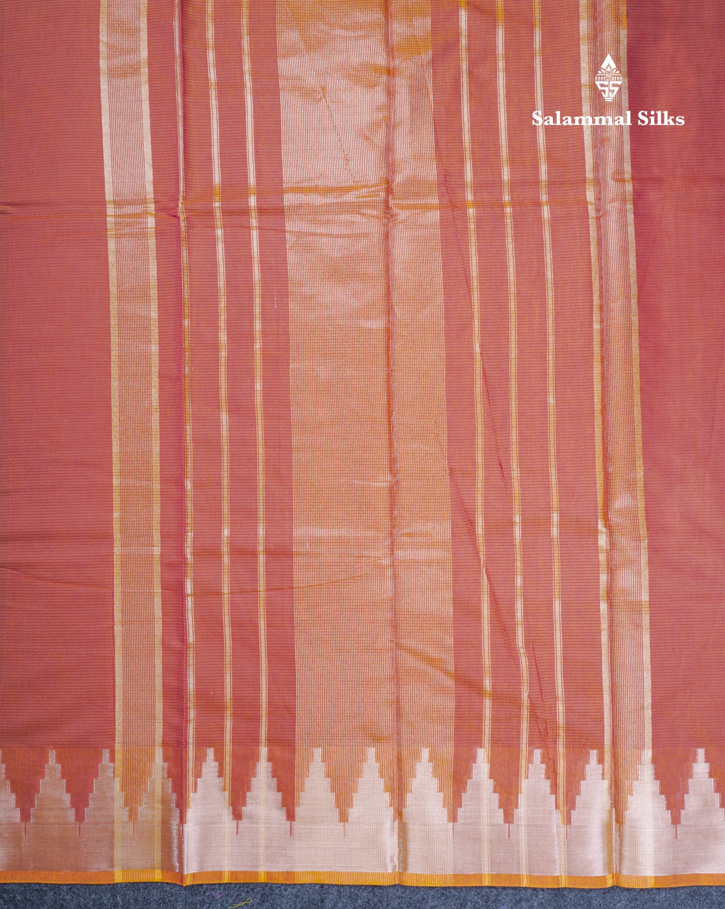 Dual Tone Mustard Yellow Beautiful Horizontal Lines Cotton Mix Fancy Saree With Silver Zari Temple Border