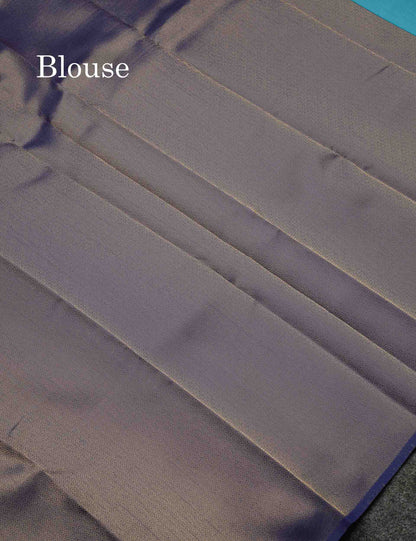 Beautiful Lavender Ikkat And Buttas Semi Silk Fancy Saree With Violet Blouse