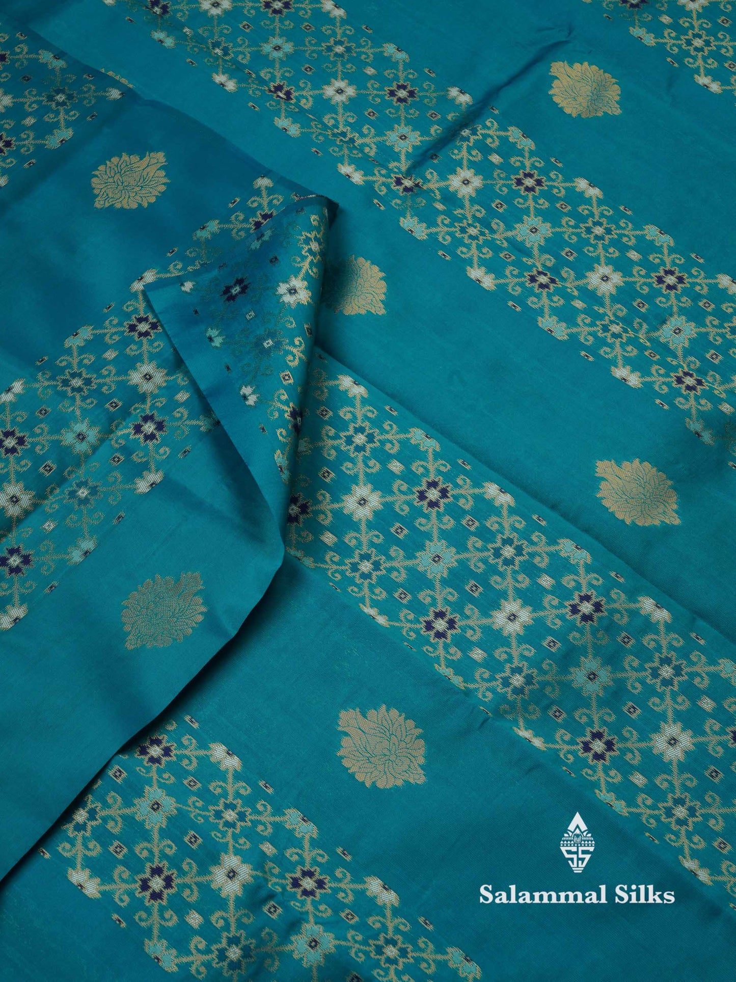 Beautiful Lavender Ikkat And Buttas Semi Silk Fancy Saree With Violet Blouse