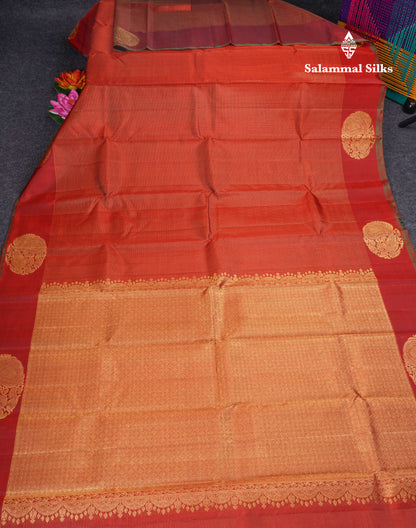 Maroon Tiny Checks Pure Kanjivaram Silk Saree With Self Border