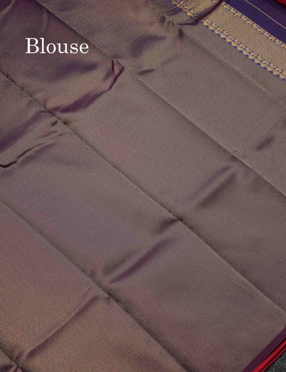 Beautiful Lavender Ikkat And Buttas Semi Silk Fancy Saree With Violet Blouse