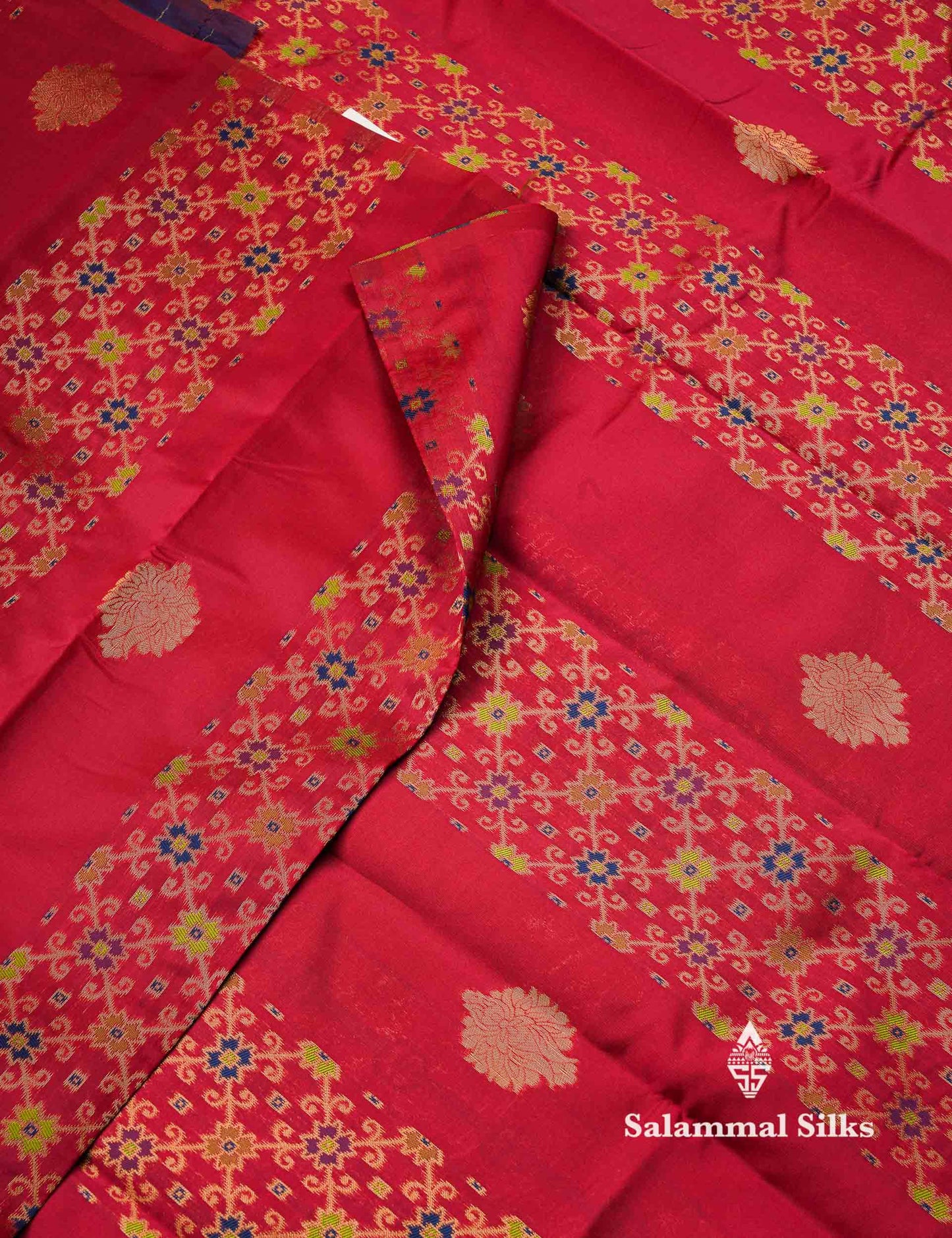 Beautiful Lavender Ikkat And Buttas Semi Silk Fancy Saree With Violet Blouse
