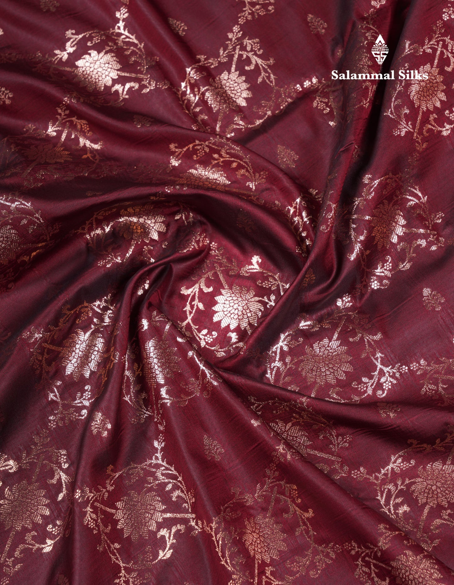 Beautiful Dark Maroon Semi Banaras Saree With Fancy Border
