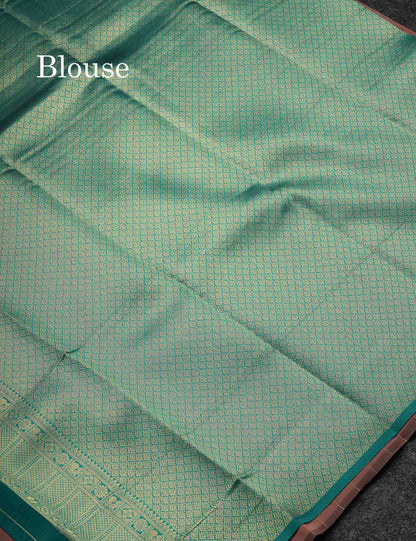 Beautiful Rexona Green Small Semi Silk Fancy Saree With Traditional Bottle Green Border