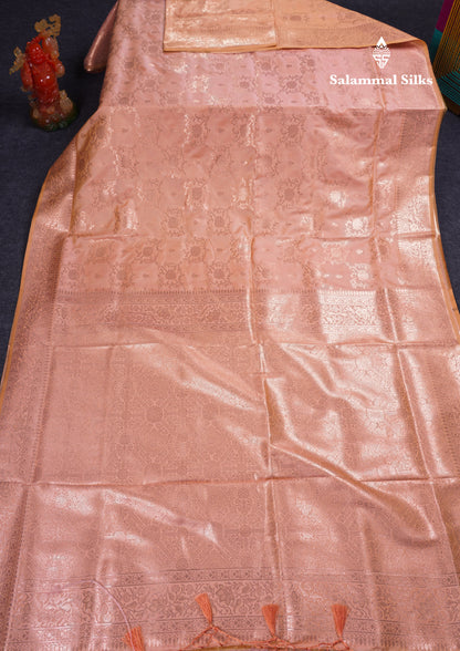 Beautiful Dark Maroon Semi Banaras Saree With Fancy Border