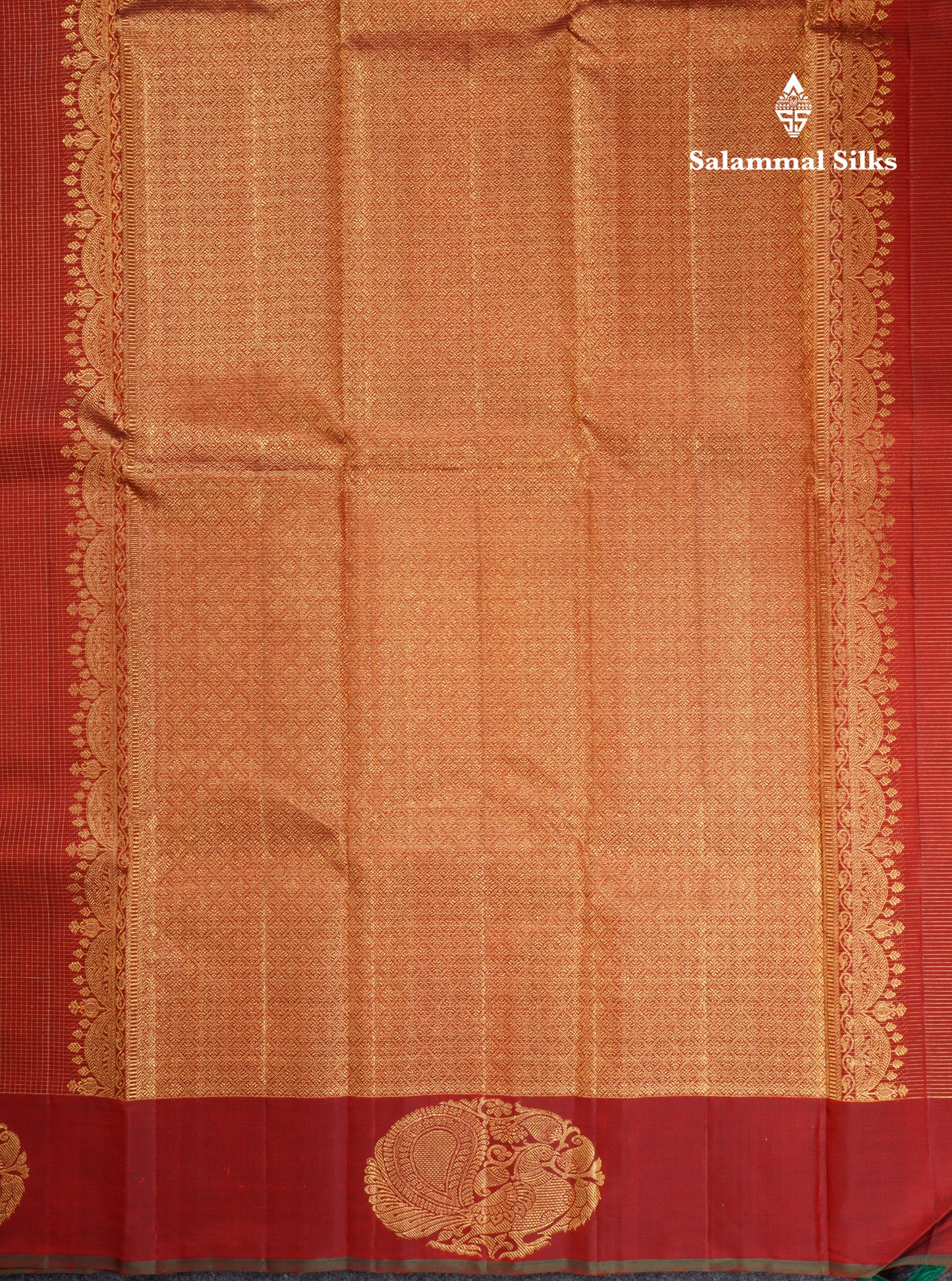 Maroon Tiny Checks Pure Kanjivaram Silk Saree With Self Border