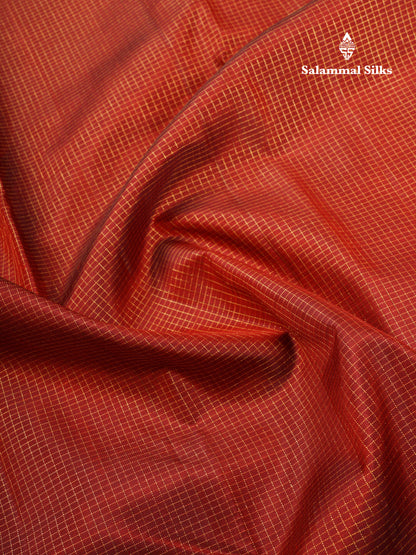 Maroon Tiny Checks Pure Kanjivaram Silk Saree With Self Border