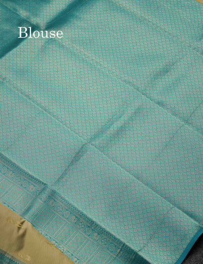 Beautiful Rexona Green Small Semi Silk Fancy Saree With Traditional Bottle Green Border