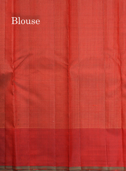 Maroon Tiny Checks Pure Kanjivaram Silk Saree With Self Border