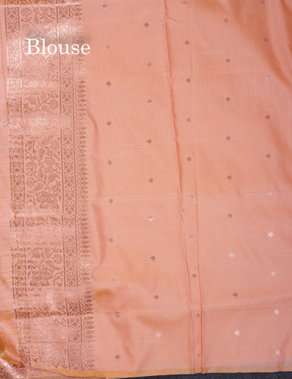 Beautiful Dark Maroon Semi Banaras Saree With Fancy Border
