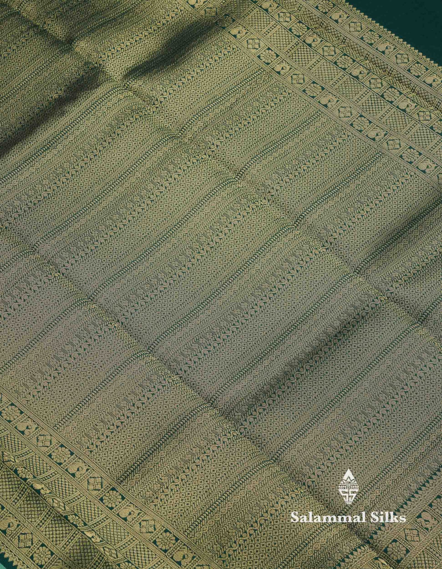 Beautiful Rexona Green Small Semi Silk Fancy Saree With Traditional Bottle Green Border