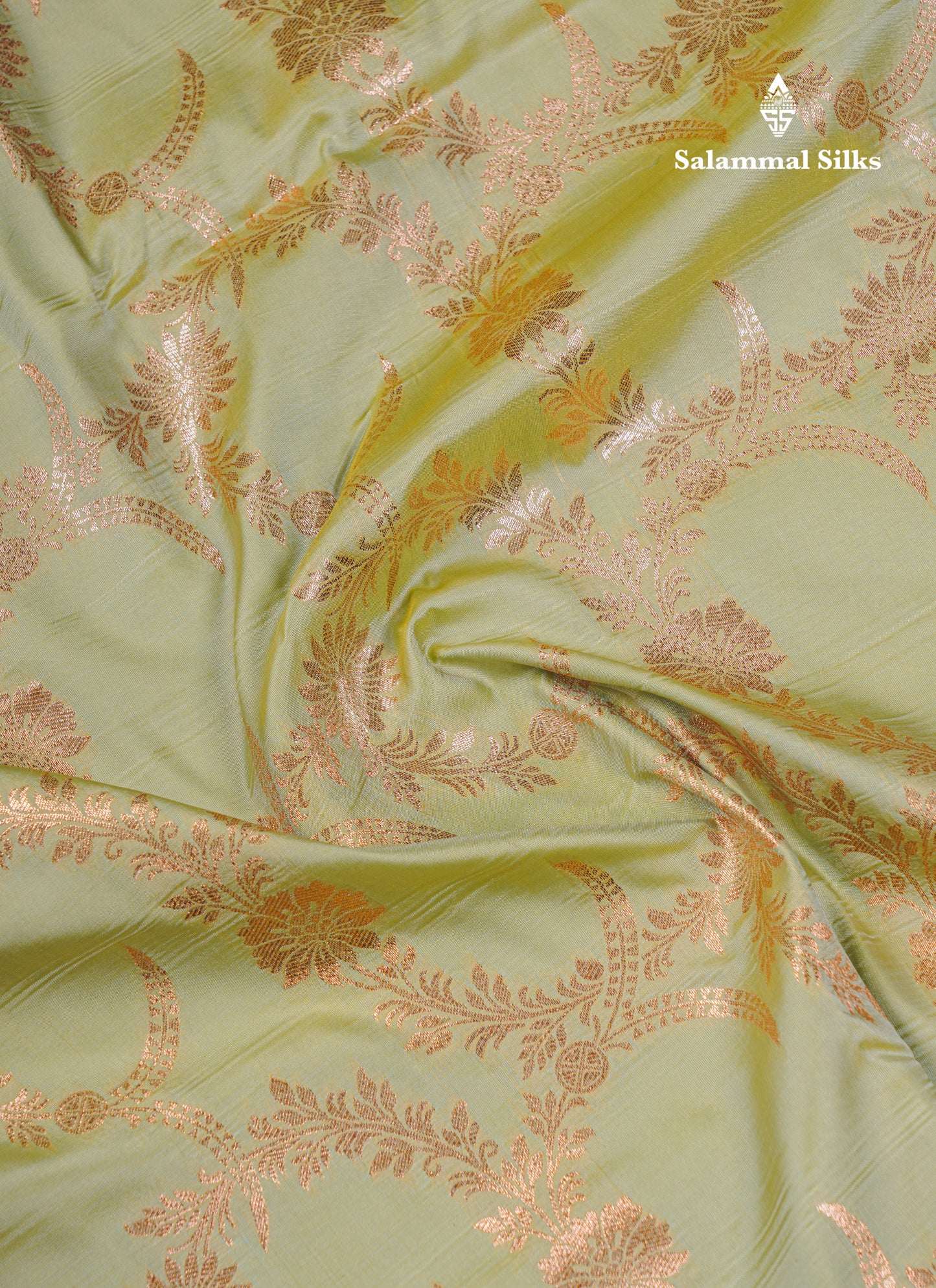 Beautiful Peacock Green Semi Banaras Saree With Fancy Border