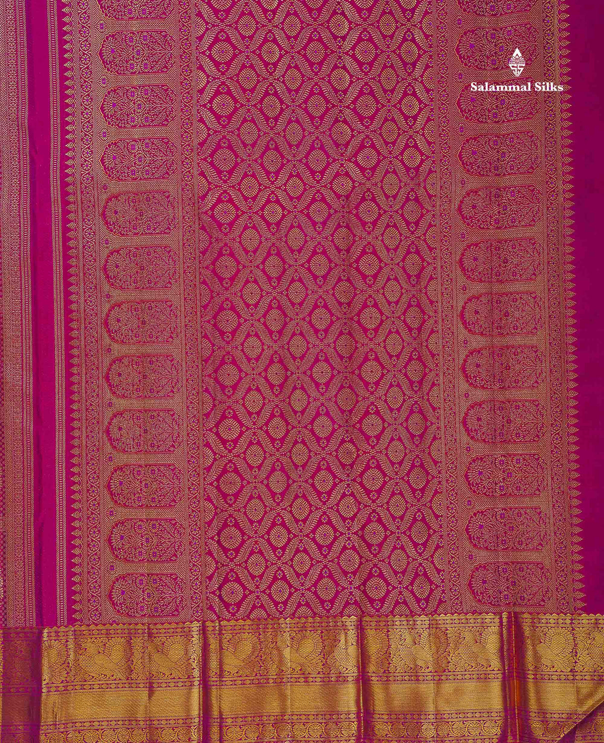 Bridal Pure Kanjivaram Silk Saree - Magenta Pink Colour Body With Traditional Border