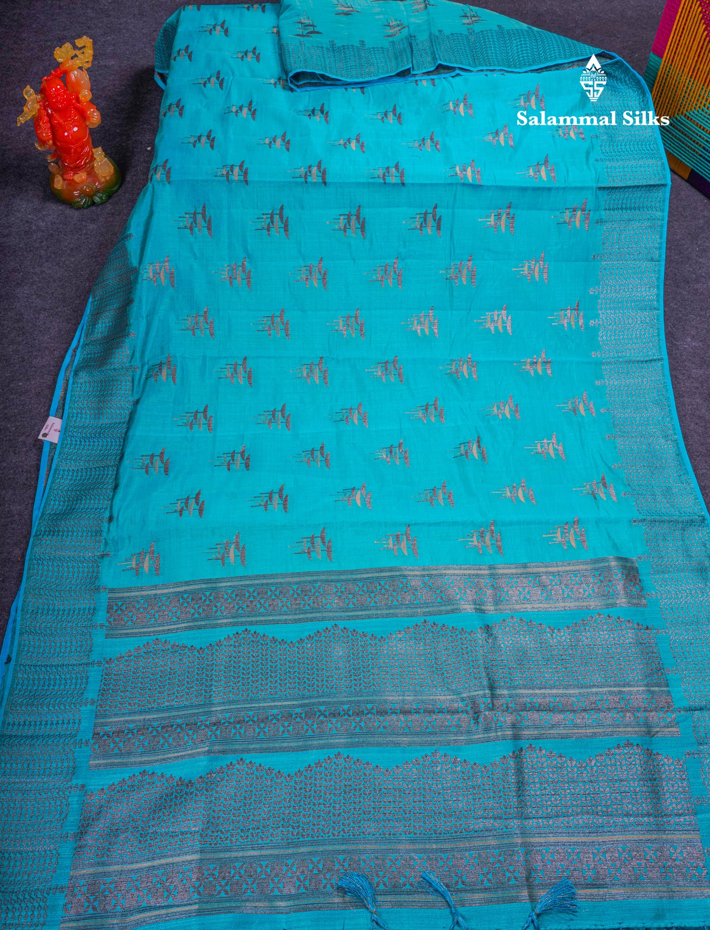 Beautiful Sky Blue Semi Raw Silk Saree With Fancy Border