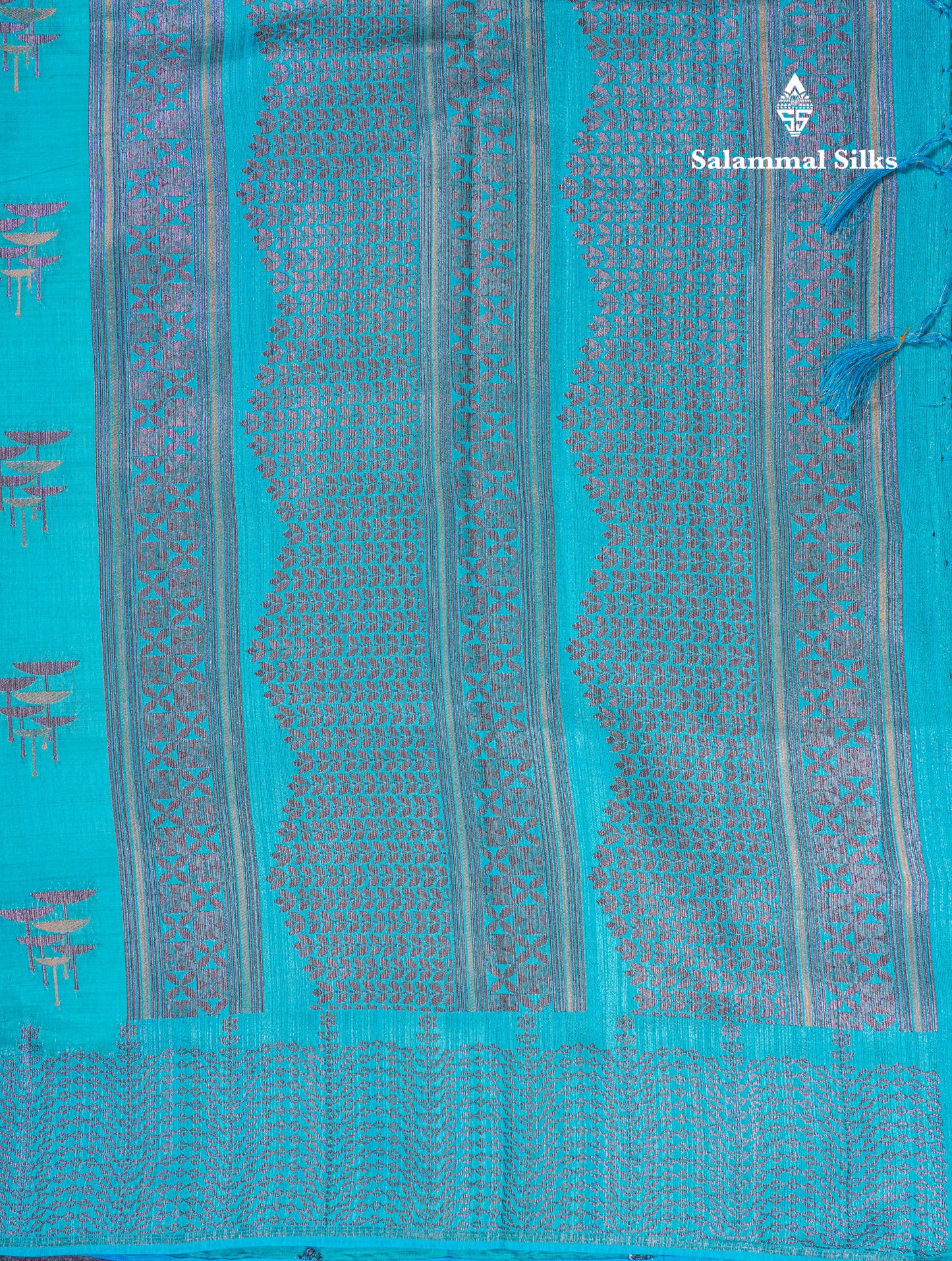 Beautiful Sky Blue Semi Raw Silk Saree With Fancy Border