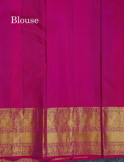 Bridal Pure Kanjivaram Silk Saree - Magenta Pink Colour Body With Traditional Border